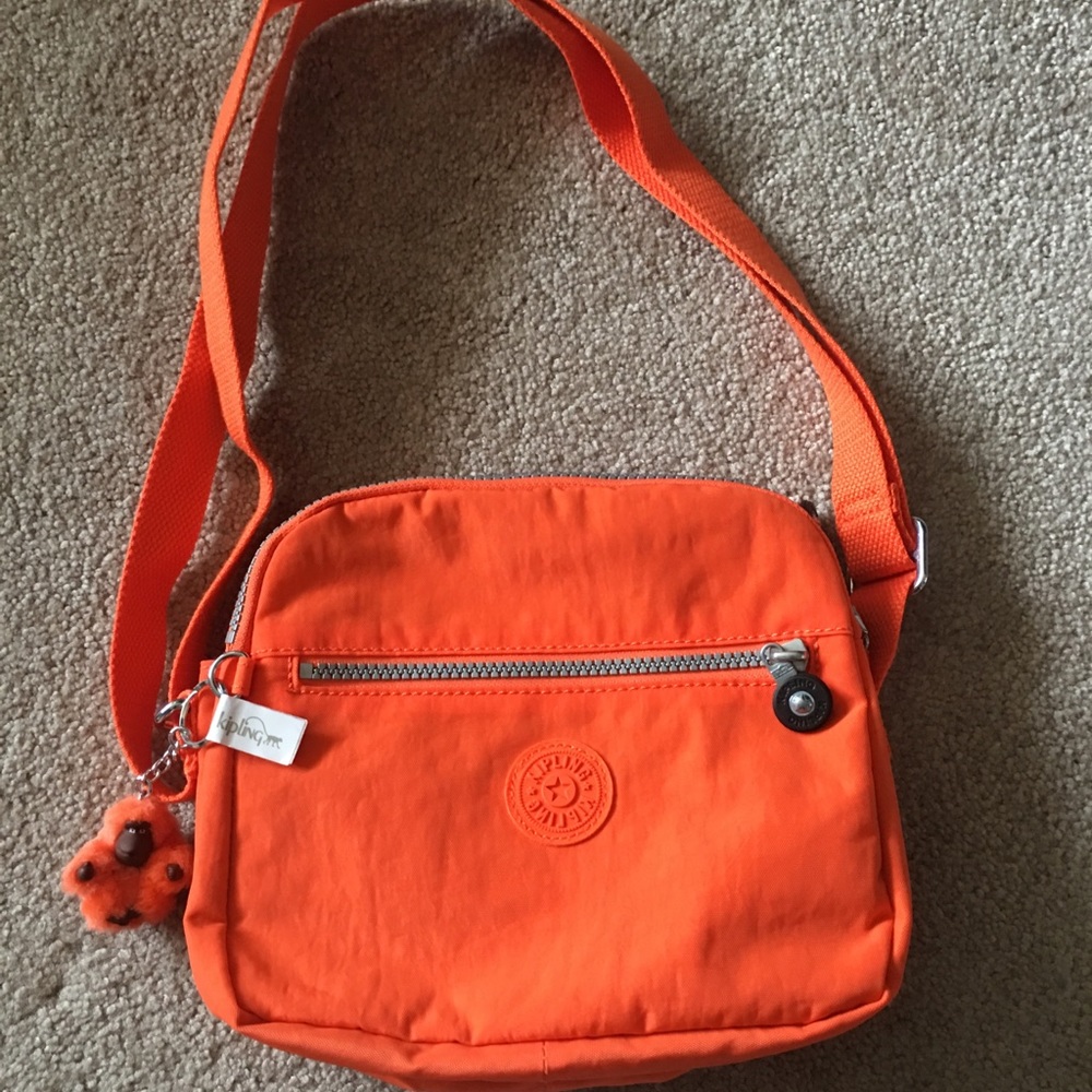 EUC Kipling Keefe Deep Tangerine Crossbody Bag
